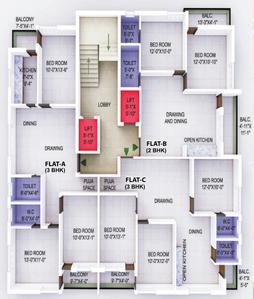 Project Image of 1127.0 - 1462.0 Sq.ft 2 BHK Apartment for buy in KR Grand Tower