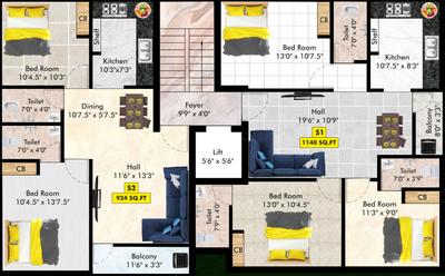 Project Image of 924.0 - 1140.0 Sq.ft 2 BHK Apartment for buy in Bharathi Sai Agnes