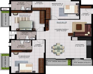 Project Image of 1596.0 - 1794.0 Sq.ft 3 BHK Apartment for buy in Mahaveer Amber Woods