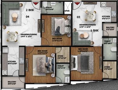 Project Image of 650.0 - 1475.0 Sq.ft 1 BHK Builder Floor for buy in Capital Hometech Pride 2