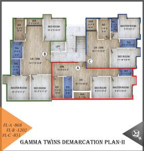 Project Image of 851.0 - 1202.0 Sq.ft 2 BHK Apartment for buy in Gamma Twins II