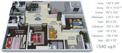 Project Image of 0.0 - 1540.0 Sq.ft 3 BHK Apartment for buy in The Nest Life