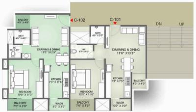 Project Image of 1179.0 - 1728.0 Sq.ft 2 BHK Apartment for buy in Unique Aashiyana