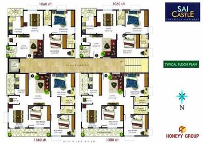 Project Image of 1060.0 - 1380.0 Sq.ft 2 BHK Apartment for buy in Honeyy Sai Castle