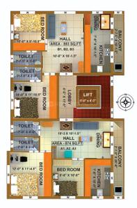 Project Image of 874.0 - 893.0 Sq.ft 2 BHK Builder Floor for buy in Sir Sai Sangamam