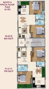 Lakshmi Alcea Block A Cluster Plan from 1st to 3rd Floor 1