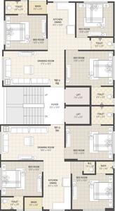 Project Image of 577.38 - 811.6 Sq.ft 3 BHK Apartment for buy in A J Mizra Residency