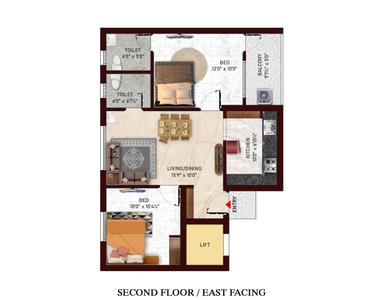 Project Image of 960.0 - 1171.0 Sq.ft 2 BHK Apartment for buy in Sai Guga