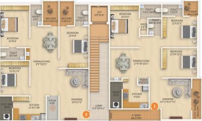 Project Image of 1572.0 - 1582.0 Sq.ft 3 BHK Apartment for buy in Go Raghavendra Residency