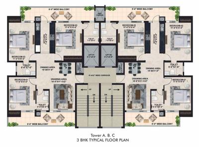 Project Image of 1915.0 - 2066.0 Sq.ft 3 BHK Apartment for buy in Krishna Atlantis Grand