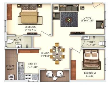 Project Image of 1130.0 - 1269.93 Sq.ft 2 BHK Apartment for buy in SVS Srivani Phase 2