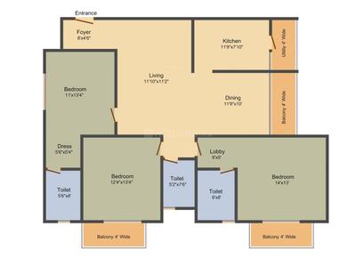 Project Image of 1596.0 - 1794.0 Sq.ft 3 BHK Apartment for buy in Mahaveer Amber Woods
