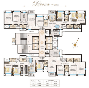 Project Image of 969.0 - 1099.0 Sq.ft 3 BHK Apartment for buy in Hiranandani Heritage Rivona