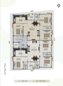 Green Sai Mugesh Flats Phase 1 Sai Mugesh Flats Phase 1 Cluster Plan for 1st Floor 1