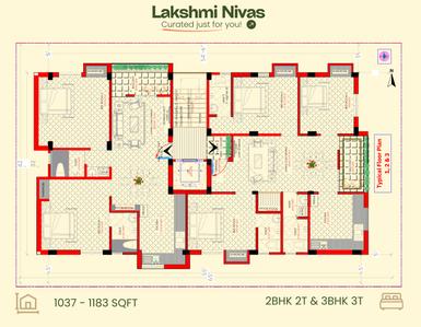 Project Image of 1037.0 - 1163.0 Sq.ft 2 BHK Apartment for buy in Sri Lakshmi Nivas
