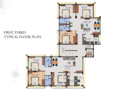 Project Image of 1445.0 - 1523.0 Sq.ft 3 BHK Apartment for buy in Aadiepadma Residency