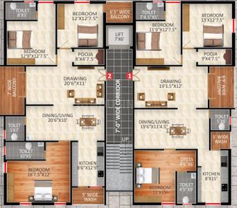 Project Image of 1915.98 - 2034.38 Sq.ft 3 BHK Apartment for buy in Go Radha Krishna Mansion