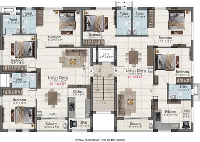 Project Image of 1323.0 - 1358.0 Sq.ft 3 BHK Apartment for buy in Nutech Preethi