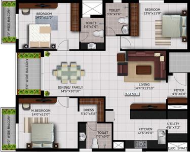 Project Image of 1596.0 - 1794.0 Sq.ft 3 BHK Apartment for buy in Mahaveer Amber Woods