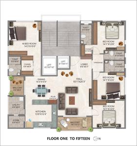 Project Image of 0.0 - 3100.0 Sq.ft 4 BHK Apartment for buy in Pooja Vertex Apartment