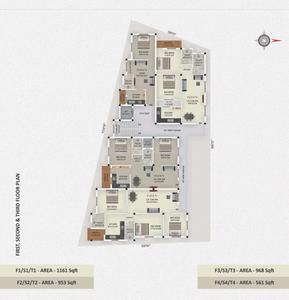 Green Sai Keerthi Flats Sai Keerthi Flats Cluster Plan from 1st to 3rd Floor 1