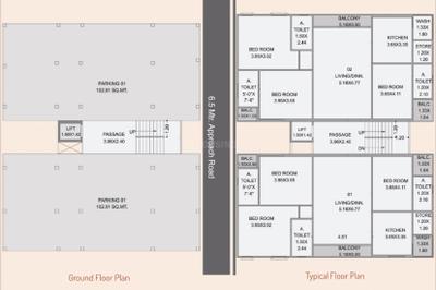Project Image of 0.0 - 1081.13 Sq.ft 3 BHK Apartment for buy in Shree Sai Aastha Residency Tower B
