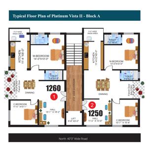 Project Image of 1250.0 - 1260.0 Sq.ft 2 BHK Apartment for buy in Platinum Vista II Block A