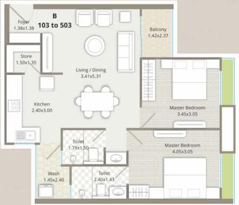 Project Image of 1250.0 - 1595.0 Sq.ft 2 BHK Apartment for buy in Dwarkesh Vrajraj Flats