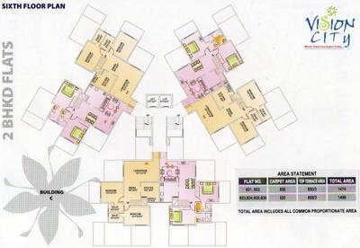 Project Image of 630.0 - 1131.0 Sq.ft 2 BHK Apartment for buy in Siddhivinayak Phase I Vision City