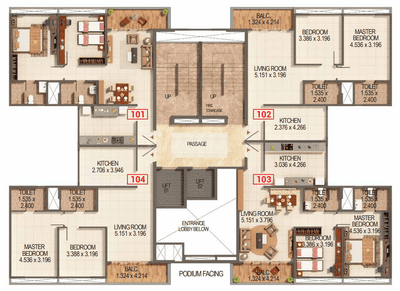 Project Image of 764.24 - 1103.3 Sq.ft 2 BHK Apartment for buy in Kumar Palmspring Towers A1 A2 And A3