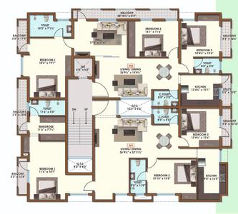 Chellappas Shera Flower Field Block A To C Cluster Plan for 3rd Floor 1