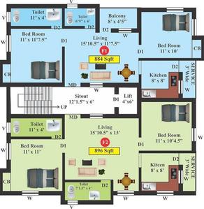 Project Image of 773.0 - 902.0 Sq.ft 2 BHK Apartment for buy in Live Aadhana