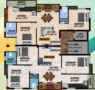 Project Image of 872.0 - 945.0 Sq.ft 2 BHK Apartment for buy in Samy Royal Blue