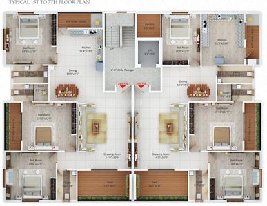 Project Image of 0.0 - 1900.0 Sq.ft 3 BHK Apartment for buy in RM Sai Serene