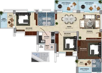 Project Image of 1672.0 - 1917.0 Sq.ft 3 BHK Apartment for buy in Arya Rajwada Sky