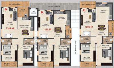 Project Image of 1125.0 - 1285.0 Sq.ft 2 BHK Apartment for buy in GVG Fortune Elite