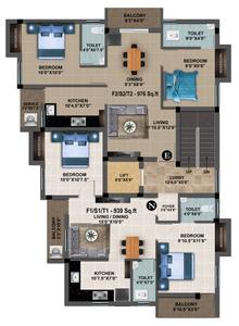 Project Image of 939.0 - 976.0 Sq.ft 2 BHK Apartment for buy in MP Tango