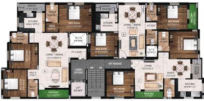 Project Image of 0.0 - 1377.0 Sq.ft 3 BHK Apartment for buy in Vaikunth Apartment