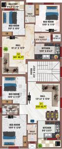 Bharathi Sai Prince Sai Prince Cluster Plan For 2nd Floor 1