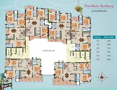 Project Image of 1435.0 - 1945.0 Sq.ft 3 BHK Apartment for buy in Prarthana Residency