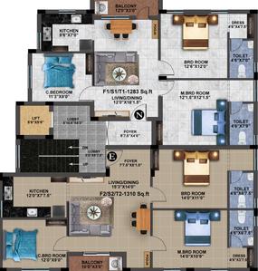 Project Image of 1283.0 - 1310.0 Sq.ft 3 BHK Apartment for buy in MP Kyara