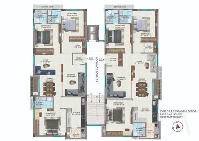 Project Image of 1650.0 - 1900.0 Sq.ft 3 BHK Apartment for buy in GVR Central Vistas Yapral North Block