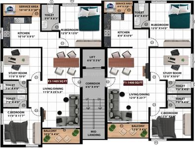 Project Image of 1400.0 - 1405.0 Sq.ft 3 BHK Apartment for buy in Viva Vegas
