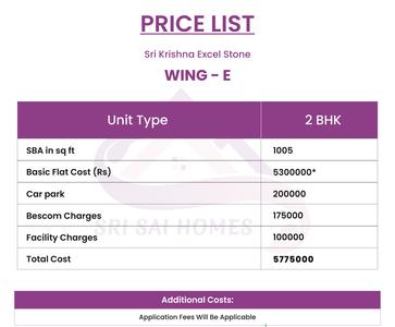 Project Image of 1005.0 - 1620.0 Sq.ft 2 BHK Apartment for buy in Sri Sai Homes