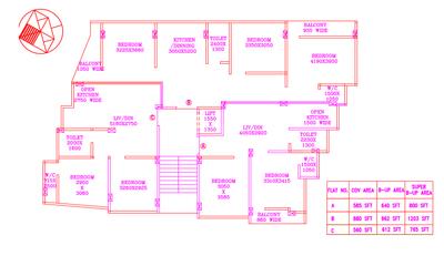 Project Image of 1025 Sq.ft 3 BHK Apartment / Flat for sale in Kaikhali for Rs. 4000000