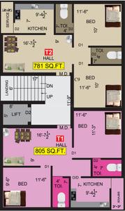 Project Image of 781.0 - 805.0 Sq.ft 2 BHK Apartment for buy in VGK Mithran