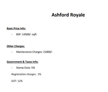 Project Image of 542.0 - 1816.0 Sq.ft 1 BHK Apartment for buy in Ashford Royale Tower D