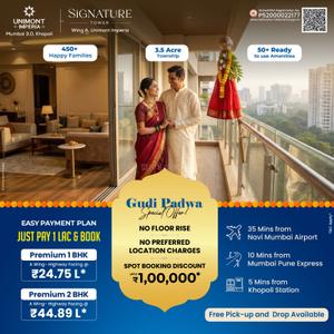 Project Image of 381.0 - 726.0 Sq.ft 1 BHK Apartment for buy in Unimont Imperia Signature Tower