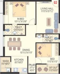 Project Image of 1115.0 - 1915.0 Sq.ft 2 BHK Apartment for buy in GSRK Smart City