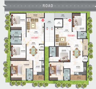 Project Image of 1572.0 - 1618.0 Sq.ft 3 BHK Apartment for buy in Ashritha Enclave